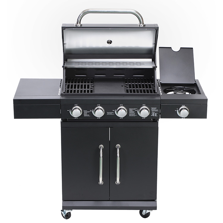 Stasiun Panggangan Gas Quad Burner karo Side Cooker